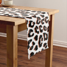 Schwarzweißdruck und Weißleopard Kurzer Tischläufer