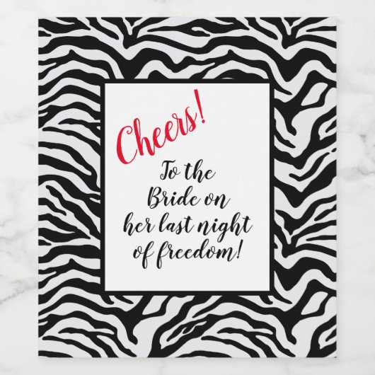 Schwarzweißdruck Zebra Weinetikett (Einzelnes Label)