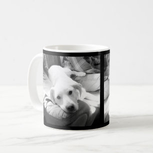 Schwarzweißdrucke von Niedlichem Welpenhund mit Va Kaffeetasse