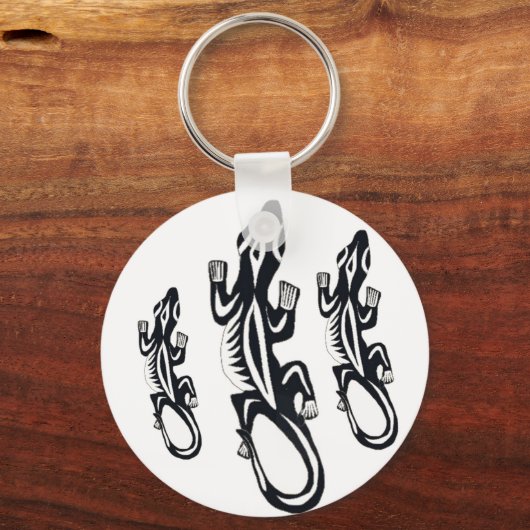 Schwarzweißeidechse im Stammesstil Schlüsselanhänger (Vorderseite)