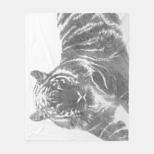 Schwarzweißer Tiger Fleecedecke (Vorderseite)