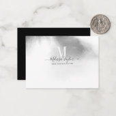 Schwarzweißfarbe Abstrakt Mit Monogramm Mitteilungskarte (Vorderseite/Rückseite Beispiel)
