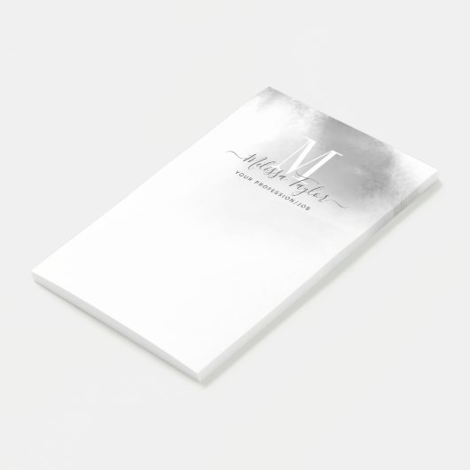 Schwarzweißfarbe Abstrakt Mit Monogramm Post-it Klebezettel (angewinkelt)