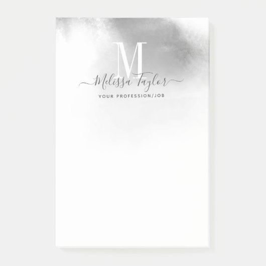 Schwarzweißfarbe Abstrakt Mit Monogramm Post-it Klebezettel (Vorderseite)