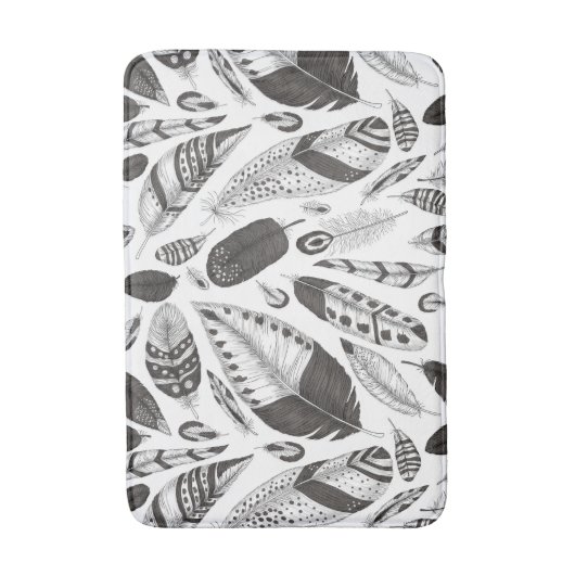 Schwarzweißfedern Badematte (Vorderseite Vertikal)