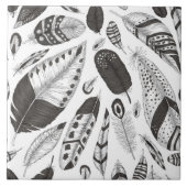 Schwarzweißfedern Fliese (Vorderseite)