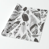 Schwarzweißfedern Geschenkpapier (Ungerollt)
