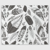 Schwarzweißfedern Geschenkpapier (Flach)