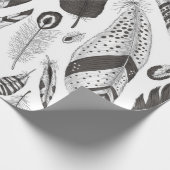 Schwarzweißfedern Geschenkpapier (Ecke)