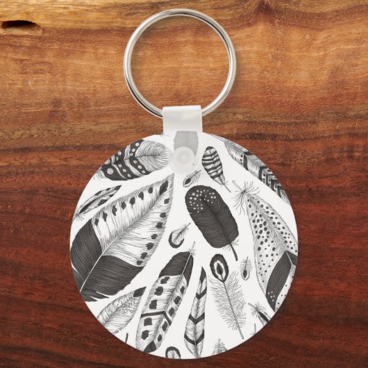 Schwarzweißfedern Schlüsselanhänger (Vorderseite)