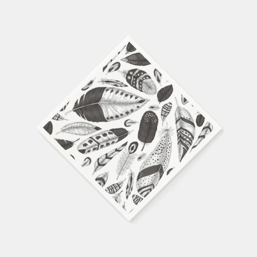 Schwarzweißfedern Serviette (Ecke)