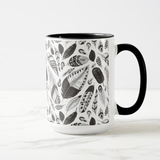 Schwarzweißfedern Tasse (Rechts)