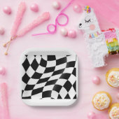 Schwarzweißflagge Pappteller (Party)