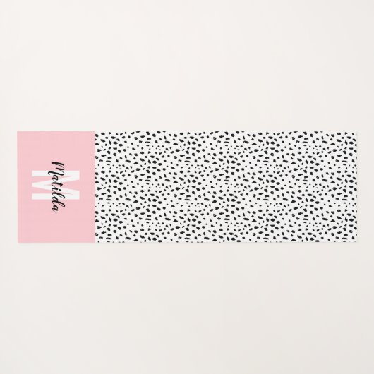 Schwarzweißfleck mit rosa Streifen personalisiert Yogamatte (Rückseite (Horizontal))