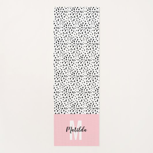 Schwarzweißfleck mit rosa Streifen personalisiert Yogamatte (Vorderseite)