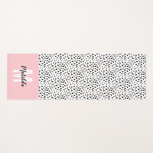Schwarzweißfleck mit rosa Streifen personalisiert Yogamatte (Vorderseite (Horizontal))