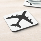 Schwarzweißflugzeugdesign Getränkeuntersetzer (Linke Seite)