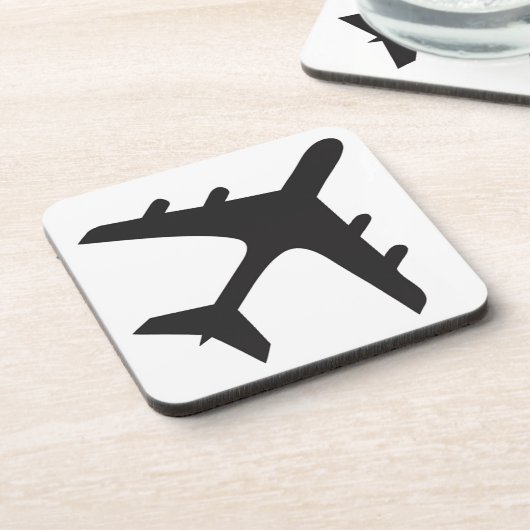 Schwarzweißflugzeugdesign Getränkeuntersetzer (Linke Seite)