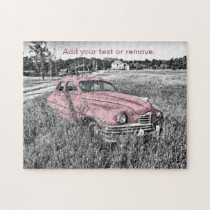 Schwarzweißfoto eines Oldtimers aus den 1950er Jah Puzzle