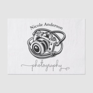 Schwarzweißfotografie Kameralogo Grafik Seidenpapier