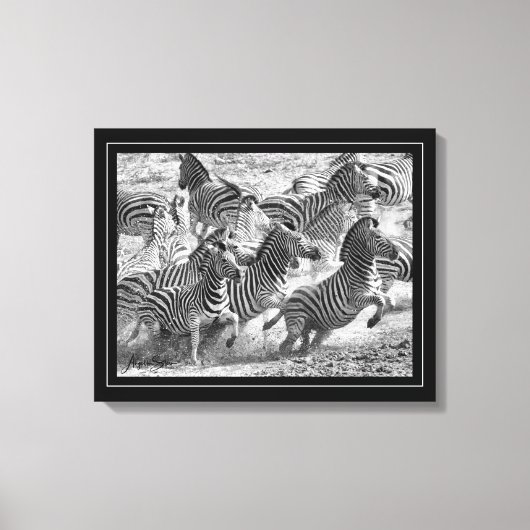 Schwarzweißfotografie Kunst Zebra Leinwanddruck (Vorderseite)