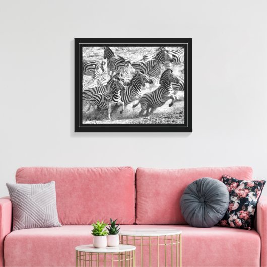 Schwarzweißfotografie Kunst Zebra Leinwanddruck (Insitu (Wohnzimmer))