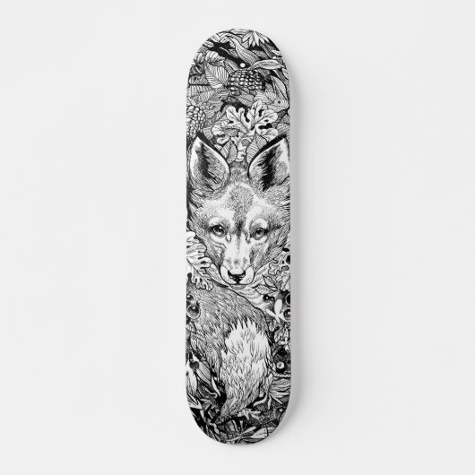 Schwarzweißfox + Skate Deck Skateboard (Vorne)