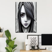 Schwarzweißfrau | AI Art Poster (Heimbüro)