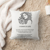Schwarzweißfrau mit Rose-Zitat Kissen (Decke)