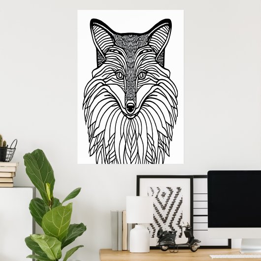 Schwarzweißfuchs | AI Art Poster (Heimbüro)