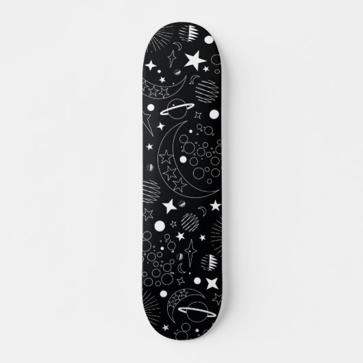 Schwarzweißgalaxie Skateboard (Vorne)