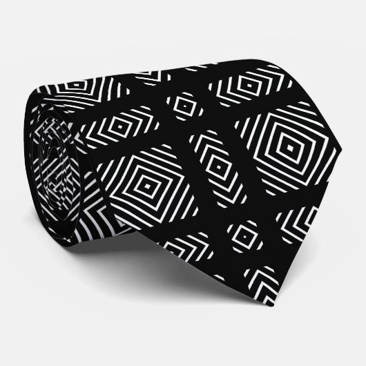 Schwarzweißgeometrie Ama Krawatte (Gerollt)