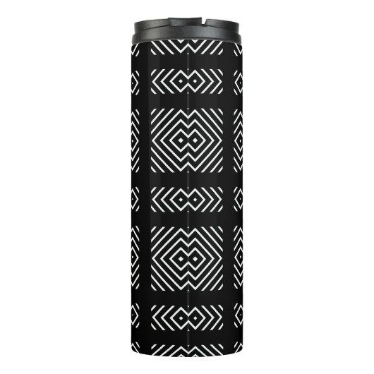 Schwarzweißgeometrie Ama Thermosbecher (Rückseite)