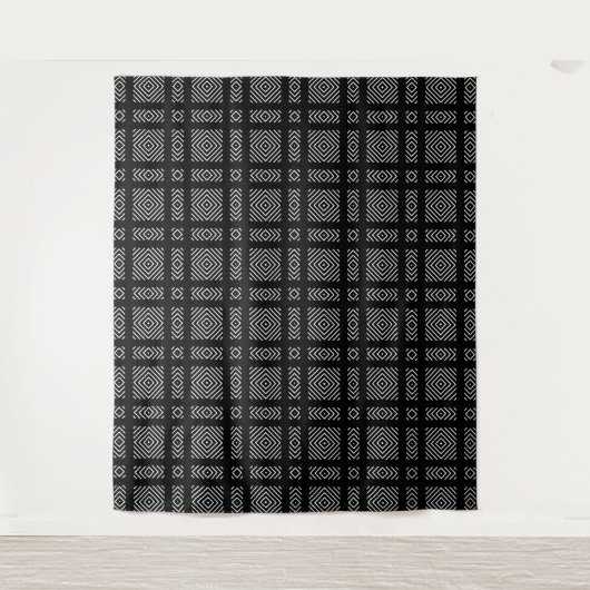 Schwarzweißgeometrie Ama Wandteppich (Vorderseite)