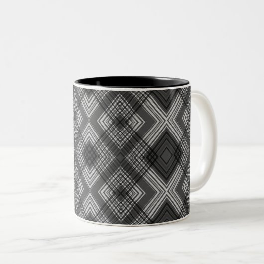 Schwarzweißgeometrie Zweifarbige Tasse (VorderseiteRechts)