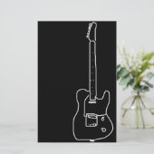 Schwarzweißgitarre Briefpapier (Stehend Vorderseite)