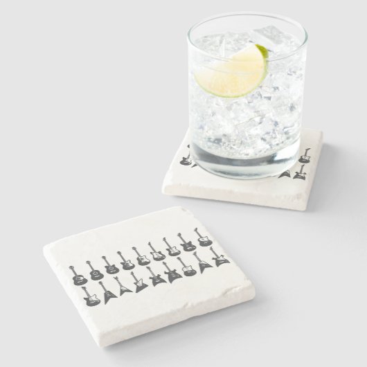 Schwarzweißgitarren Steinuntersetzer (Seitenansicht)