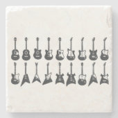 Schwarzweißgitarren Steinuntersetzer (Vorderseite)