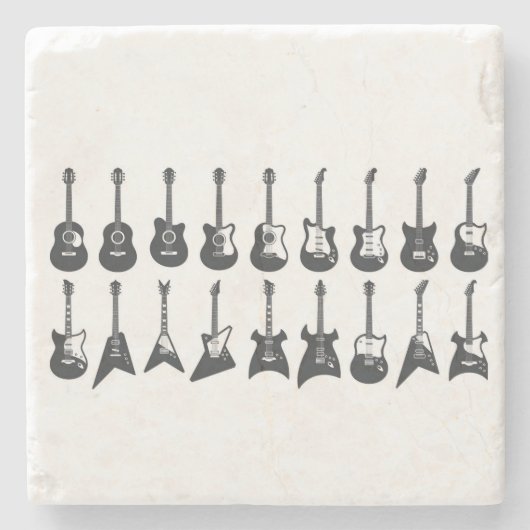 Schwarzweißgitarren Steinuntersetzer (Vorderseite)