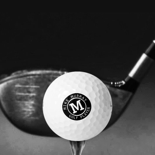 Schwarzweißgolfball mit Monogramm Golfball
