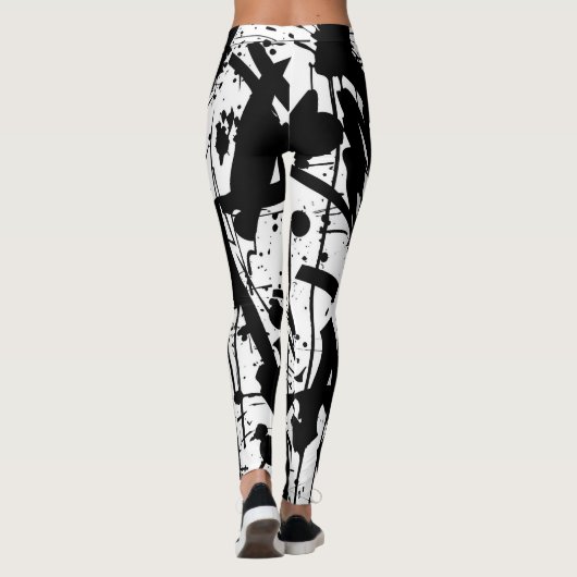 Schwarzweißgraffiti Leggings (Rückseite)