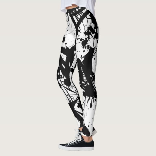 Schwarzweißgraffiti Leggings (Links)