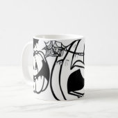 Schwarzweißhalloween Cartoon Spaß Kaffeetasse (Vorderseite Links)