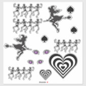 Schwarzweißhalloween-Set Aufkleber (Blatt)