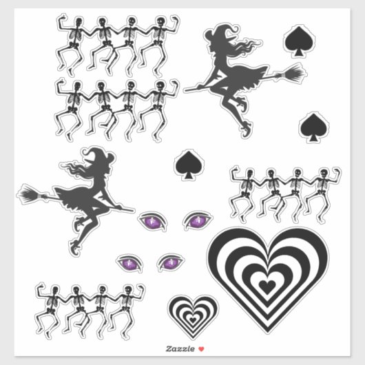 Schwarzweißhalloween-Set Aufkleber (Blatt)