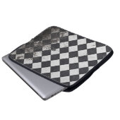 Schwarzweißharlequin-Grafik Laptopschutzhülle (Vorne Knopf)