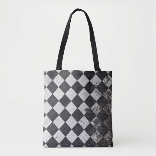 Schwarzweißharlequin-Grafik Tasche (Vorderseite)