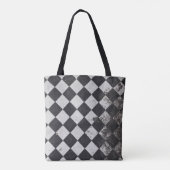 Schwarzweißharlequin-Grafik Tasche (Rückseite)