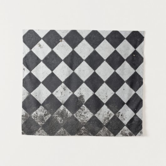 Schwarzweißharlequin-Grafik Wandteppich (Vorderseite (Horizontal))