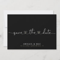 Schwarzweißherz-Schriftart Save the Date